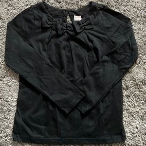 Gymboree black long sleeve tee with three bows at neck. Size 7